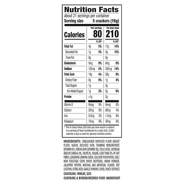 RITZ FRESH STACKS JALAPENO PEPPER CRACKERS, TRAVEL SNACKS, 11.8 OZ (8 MULTI SNACK PACKS)