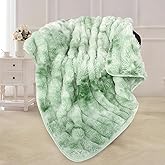 Bcareself Faux Fur Blanket Two Sided Ultra Soft Fluffy Reversible Fuzzy Throw Blanket for Women Men Double Sided Ombre Faux Luxe Faux Fur Thick Minky Blanket for Couch Bed Valentine Gifts