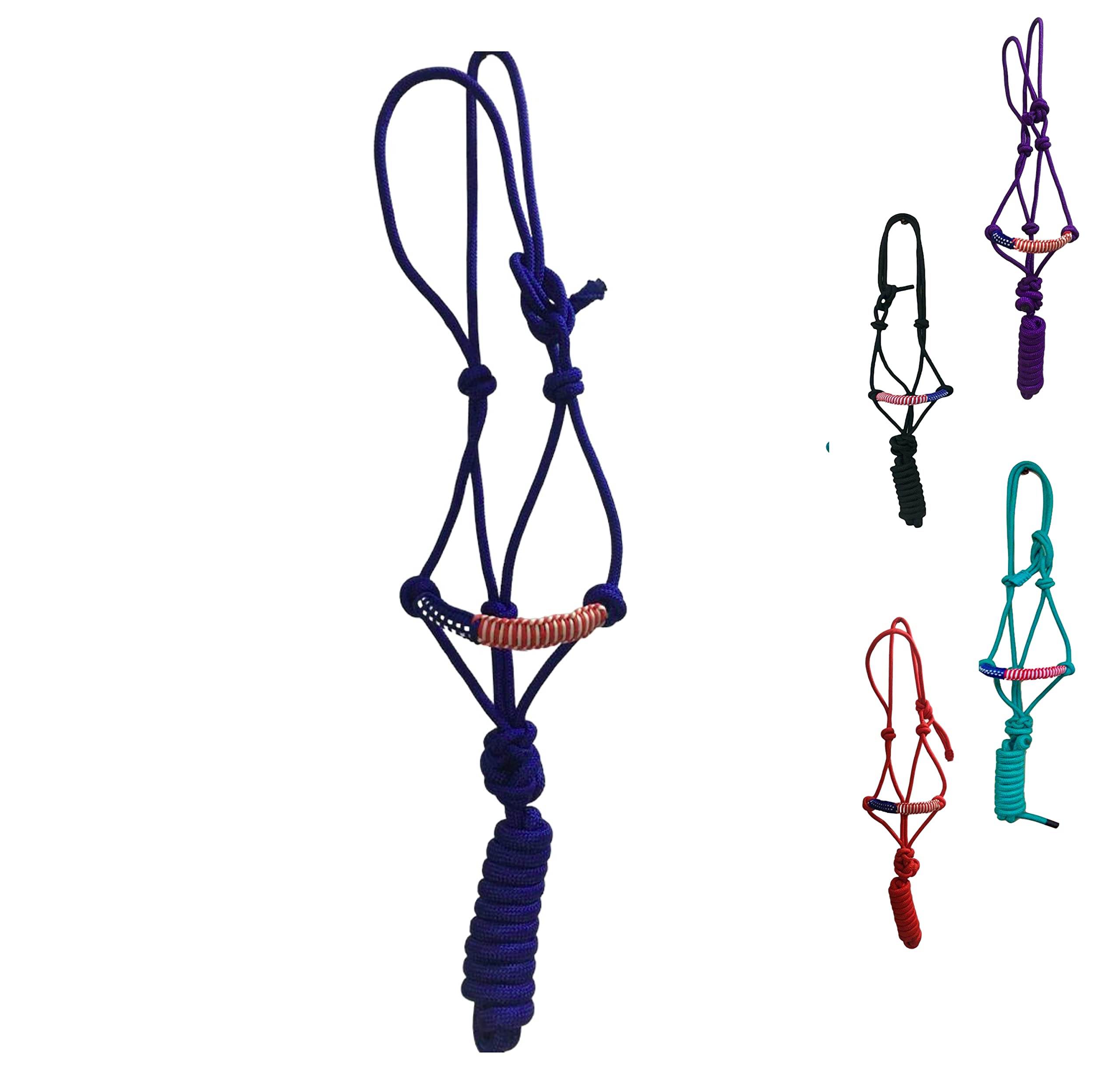 Majestic Ally Poly Braided Patriotic Nose Poly Rope Halter and 10' Matching Lead (Royal Blue)