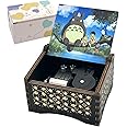 Pursuestar My Neighbor Totor Wind Up Music Box, Vintage Engraved Wood Mechanism Musical Box Gifts for Anime Fans Birthday Christmas Mother's Day