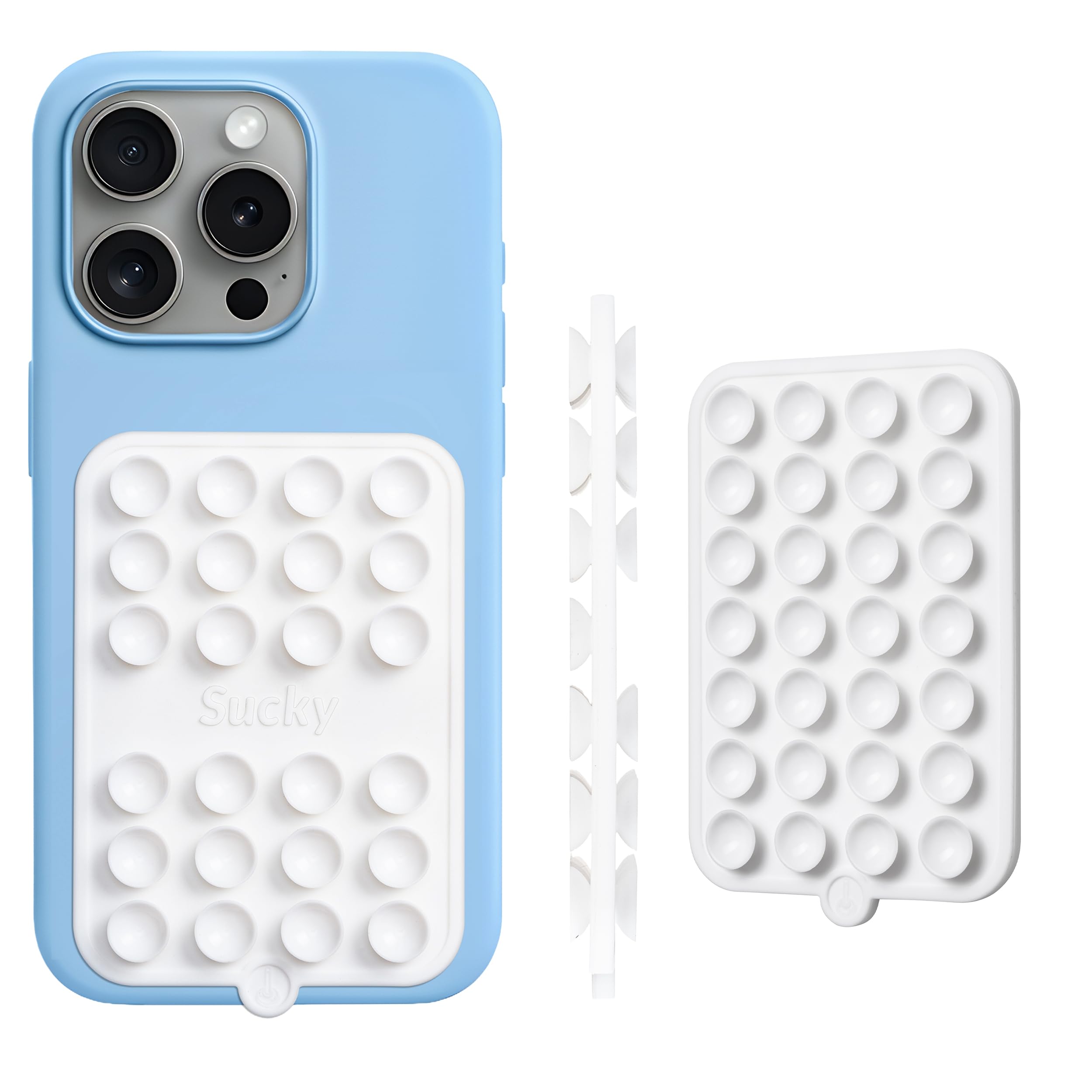 SUCKY Double Sided Suction Phone Case Mount - Anti-Slip Holder, Hands-Free Fidget Toy, Phone Accessory for iPhone and Android - Sticky Grip for Selfies, Videos - Pearl White