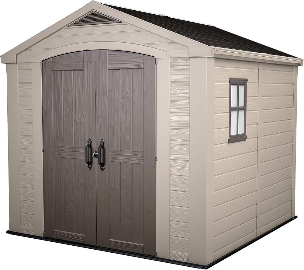 Keter Factor Outdoor Plastic Garden Storage Shed Beige 255 x 256.5 x 243 cm