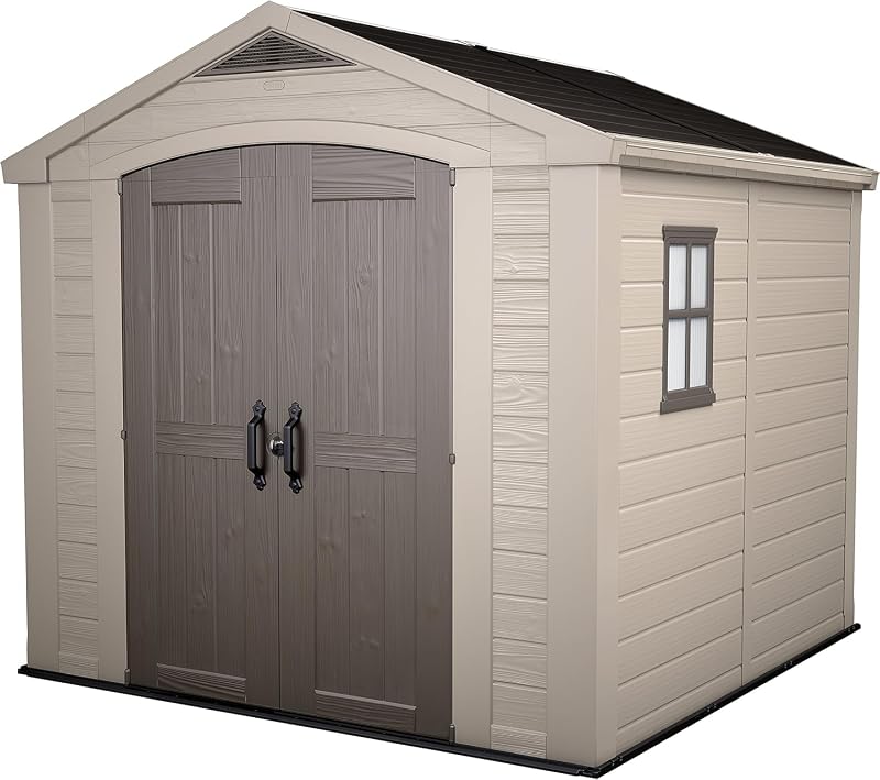 Keter Factor Outdoor Plastic Garden Storage Shed Beige 255 x 256.5 x 243 cm