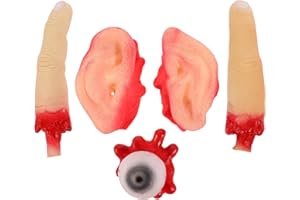 DECHOUS Halloween 5pcs Fake Human Organs Set – Simulation Eyeball Ears Broken Fingers Prank Props