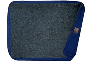 Floppy Dawg XL Dog Bed Replacement Cover. Removable and Machine Washable Cover for Mattress and Rectangular Pillow Beds. 48L x 30W. Blue Suede with Gray Top.