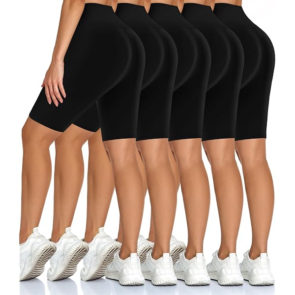 Buttery Soft Biker Shorts For Women - High Waist Tummy Control, 3 Pack With Pockets For Yoga, Running, Gym