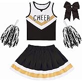 SCYPRUTH Toddler Cheer Uniform Kids Cheerleader Costume, Girls Cheer Outfit for Cheerleading Practice Cosplay