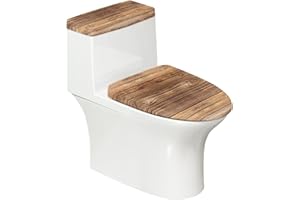 KUIFORTI Brown Wood Print Toilet Lid Cover Set of 2 Pack,3D Wood Print Toilet Seat Lid Covers Washable Replacement Bathroom Elongated Round Oval