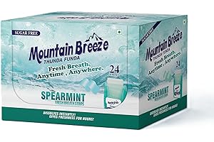 Mountain Breeze Oral Hygiene Mouth Freshener Sugar Free Spear Mint Flavoured Breath Strips (24 Strips each Cassatte)-Pack of 
