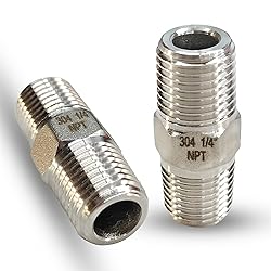 1/4" Male x 1/4" Male Hex Nipple Pipe Fittings, 304