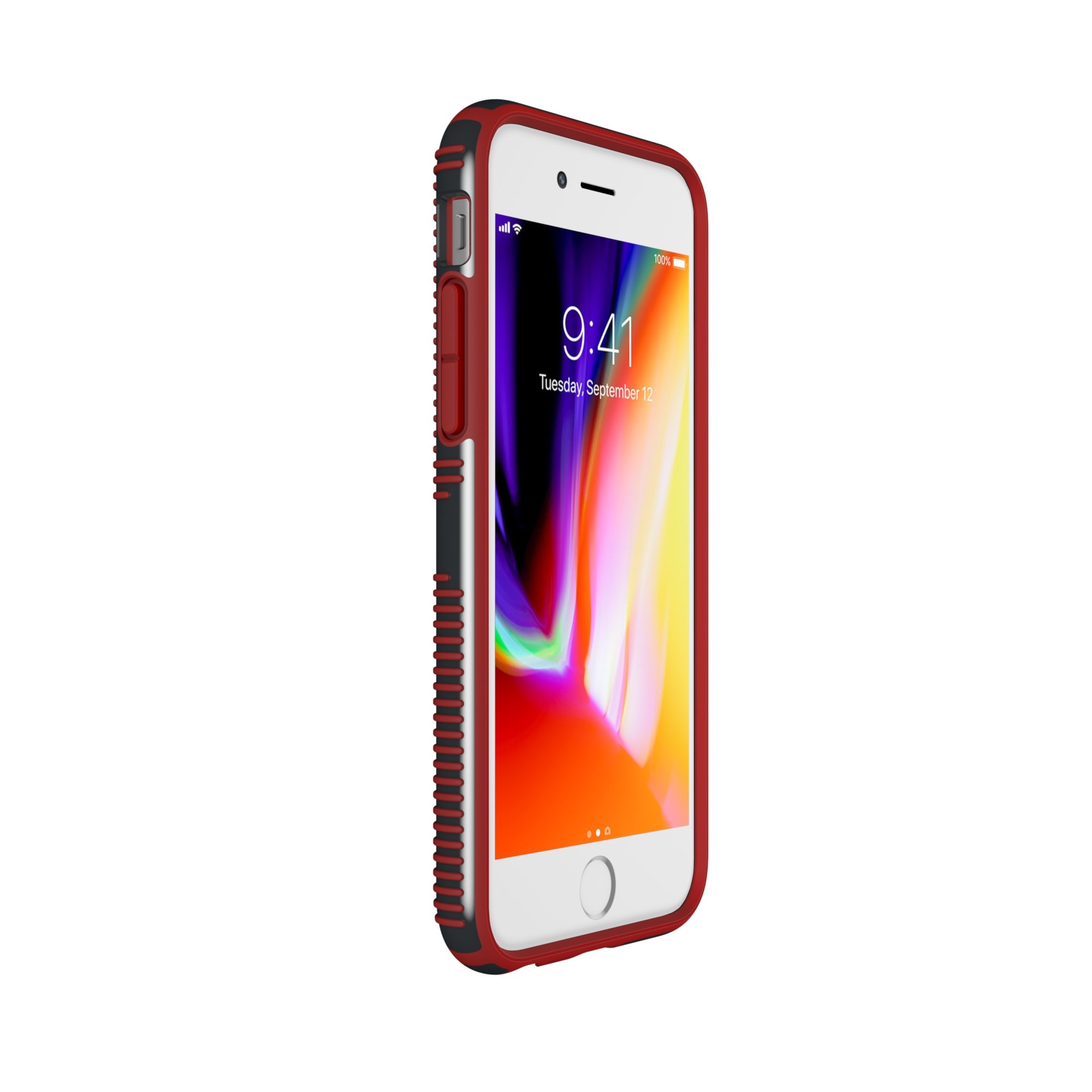 Speck Products CandyShell Grip Cell Phone Case for iPhone 8/7/6S/6 | Charcoal Grey/Dark Poppy Red