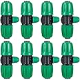 10 Pcs 1/2 to 1/4 inch Garden Hose Tubing Irrigation Fittings, 3-Ways Anti-Leak Locked Buckle Barbed Tee Connectors,(1/2"ID x0.6-0.63"OD) 1/2 inch Tubing to 1/4 inch Irrigation Tubing Fittings
