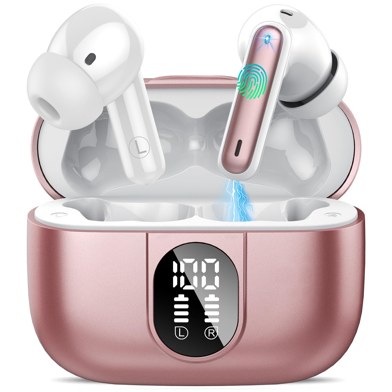 Photo 1 of Csasan Wireless Earbuds, 2024 Bluetooth Headphones 5.3 HiFi Stereo Earphones, 40H Playtime in-Ear Earbud, Bluetooth Earbud with Dual Mic Call, IP7 Waterproof Earphones Sport Headset for iOS