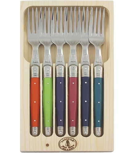 Jean Dubost Laguiole 4-Piece Coffee/Dessert Spoons - Pastel Handles, Stainless Steel, Made In France With Wooden Tray - View #10