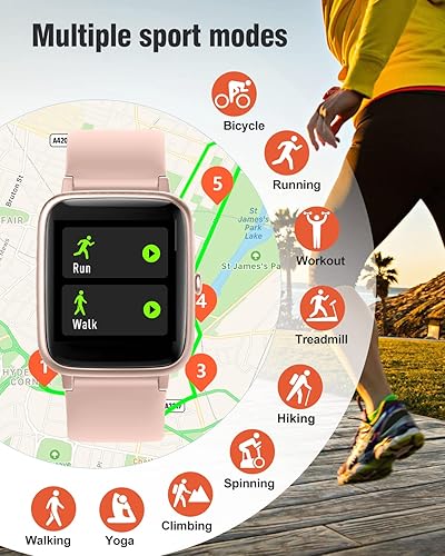 ASIAMENG Smart Watch for iOS and Android Phones IP68 Waterproof