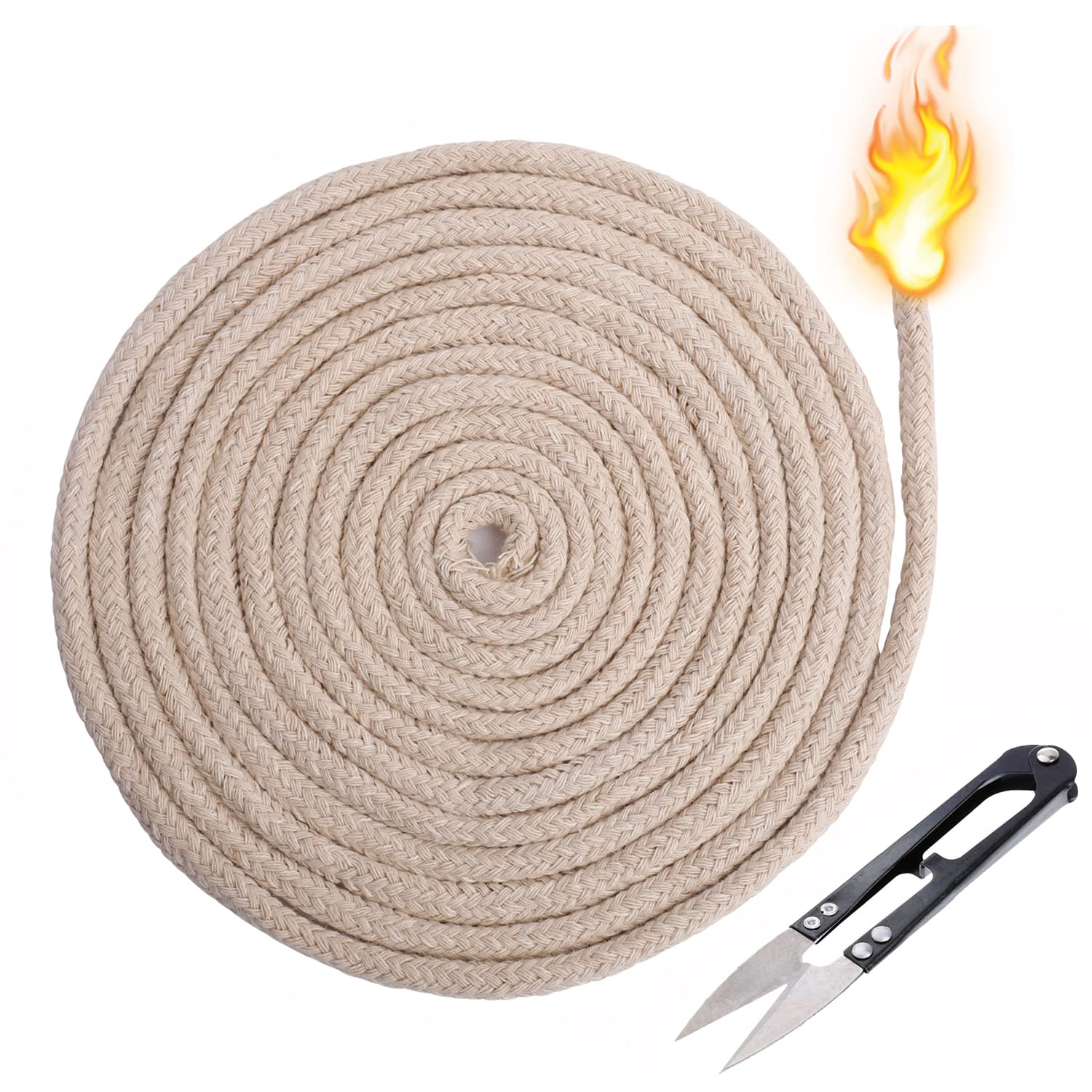 Oil Lantern Wicks, 10 Feet Kerosene Oil Lamp Wicks for Garden Alcohol Lamps(6 mm/ 0.23 Inch)