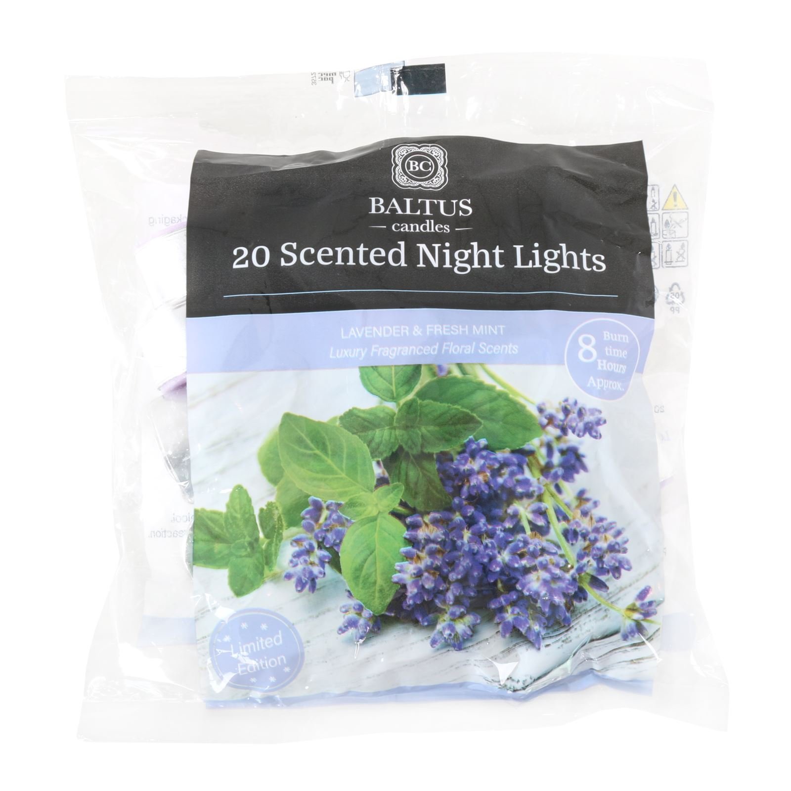Baltus Candles Pack of 20 Tealight Night Light Candles With Lavender & Fresh Mint Fragrance Limited Edition