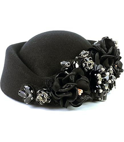 Women\'s British Felt hat Church Derby Headdress Floral Beret hat Black Beret Hats for Women British Felt hat Women main image 4