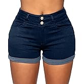 Romastory Womens High Waisted Jean Shorts Comfy Stretchy Workout Denim Shorts for Women