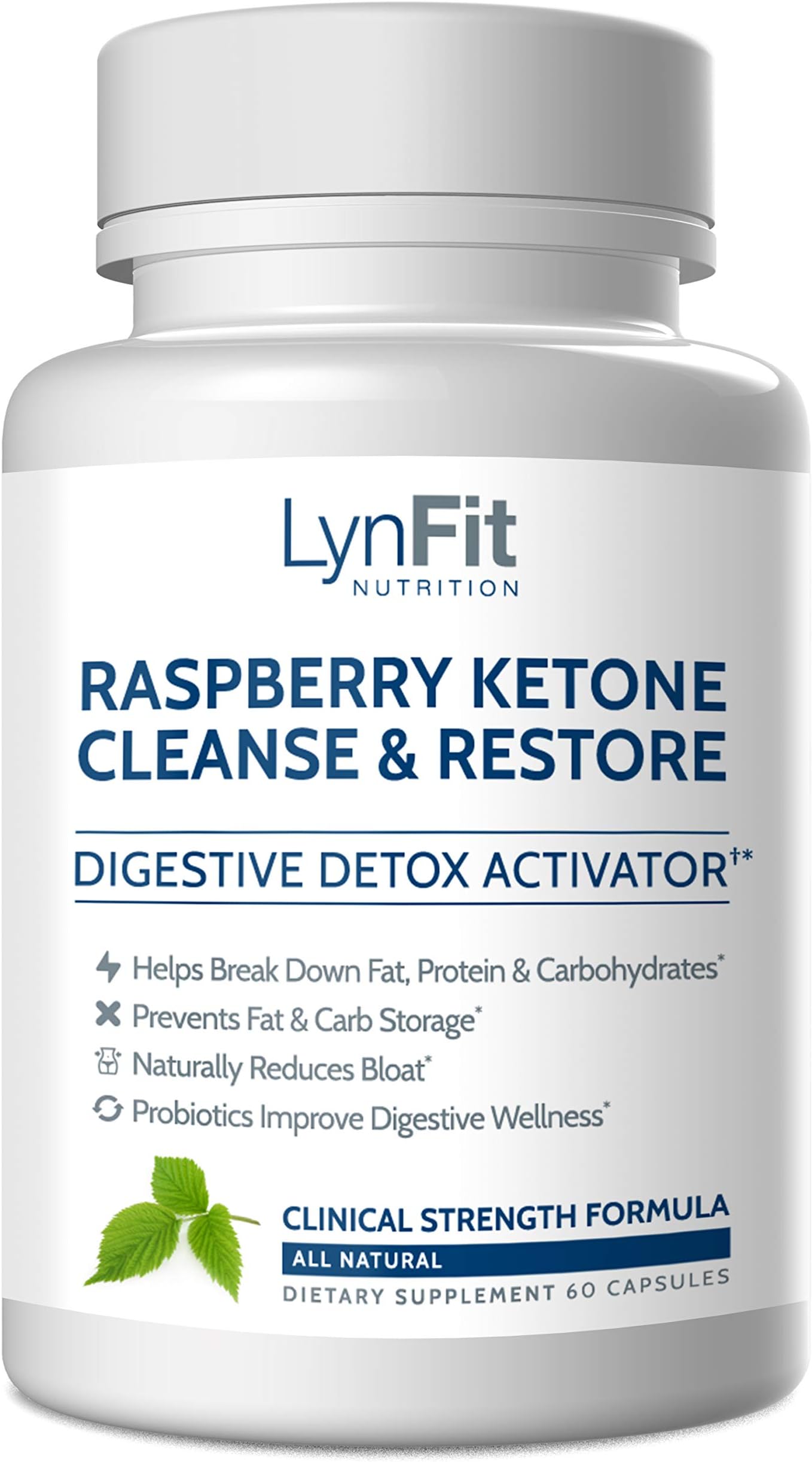 LynFit Nutrition Raspberry Ketone Cleanse & Restore | Weight Loss for Women and Men | All Natural, Organic, Vegan Fat Burner and Metabolism Booster- 60 Capsules