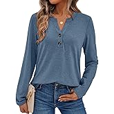 AUTOMET Women's Long Sleeve Shirts 2026 Spring Fashion Dressy Casual Tops Trendy Henley Blouses Cute Work Outfits Clothes
