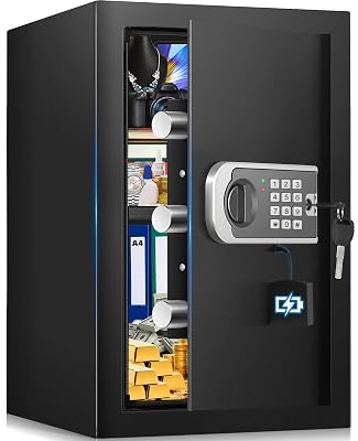 [16.54" Tall] Safe Box, 2.8 Cuft Home Safes Water and Fireproof, Anti-Theft Security Safes for Home with Programmable Keypad Spare Keys, Digital Safety Box for Money Documents Valuables Jewelry