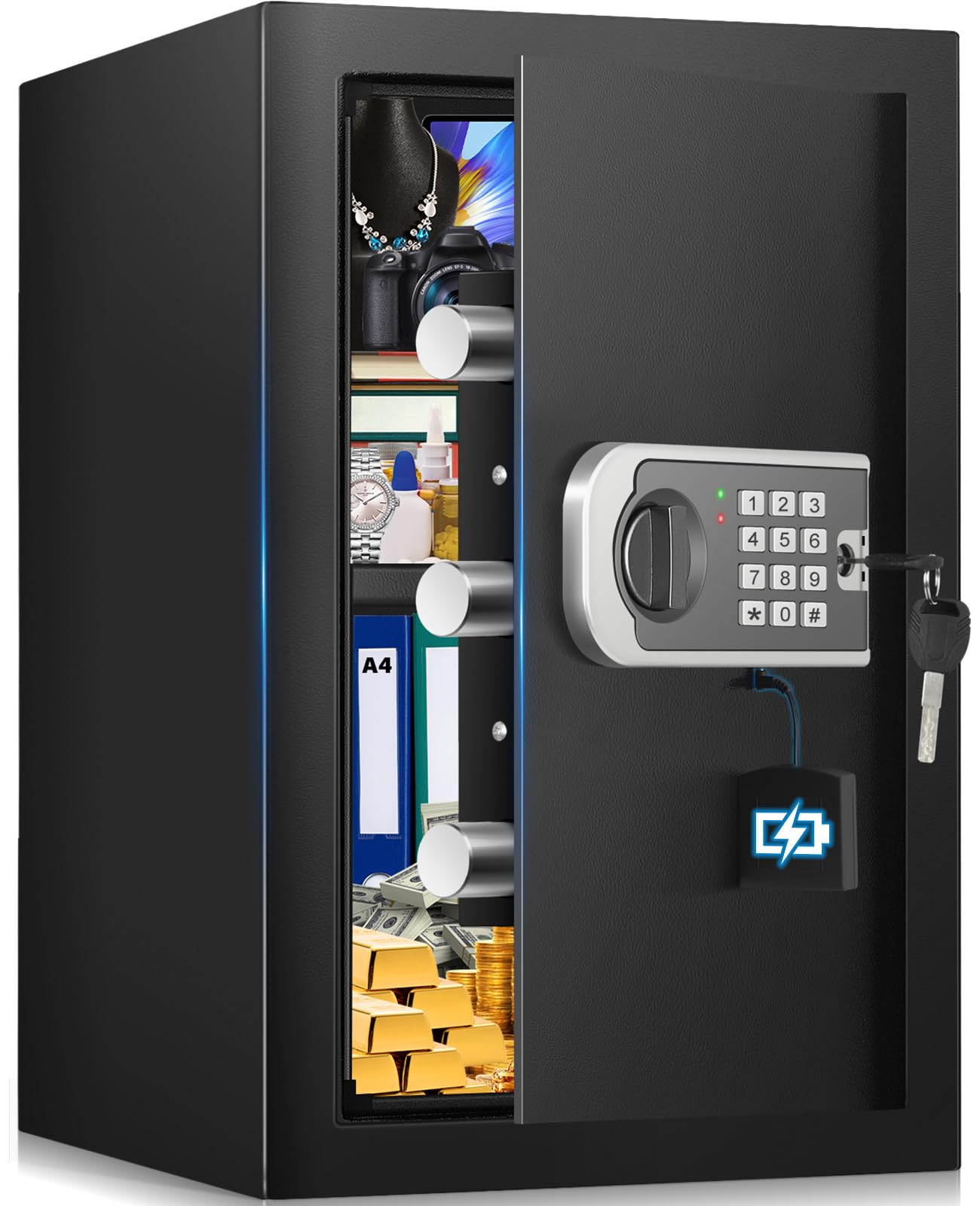 Photo 1 of [16.54" Tall] Safe Box, 2.8 Cuft Home Safes Water and Fireproof, Anti-Theft Security Safes for Home with Programmable Keypad Spare Keys, Digital Safety Box for Money Documents Valuables Jewelry