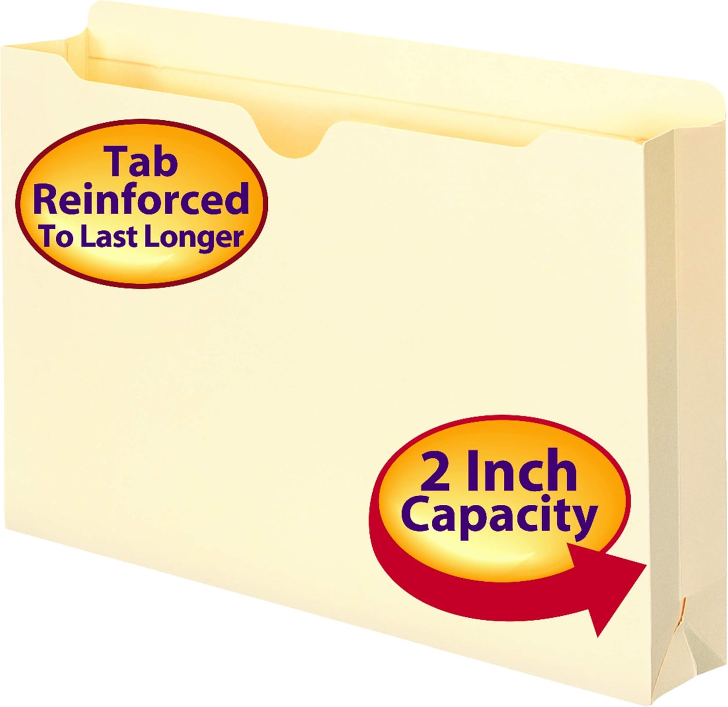 Smead File Jacket, Reinforced Straight-Cut Tab, 2" Expansion, Legal Size, Manila, 50 per Box (76560) : Top Tab File Jackets And Pockets : Office Products