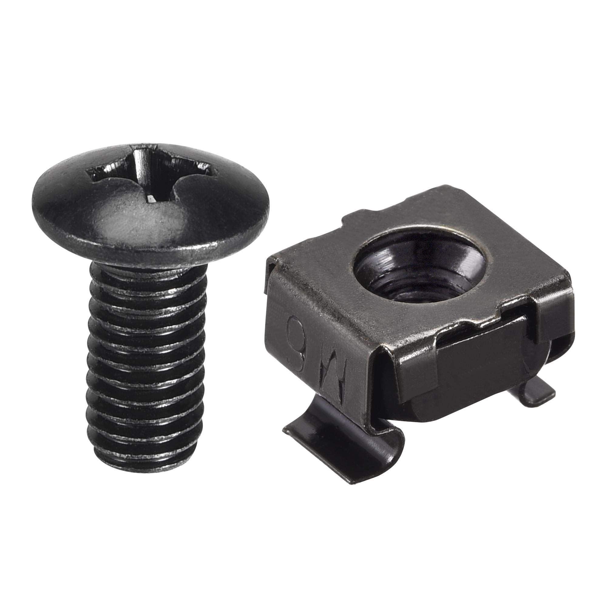 sourcing map M6 x 12mm Cage Nuts and Screws Carbon Steel for Rack Mount Server Shelve Cabinet Set of 10