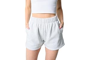 Kamo Fitness CozyTec Sweat Shorts Women High Waisted Lounge Comfy Casual Cotton Shorts with Pockets