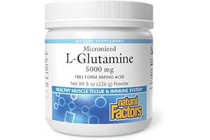 Natural Factors - Micronized L-Glutamine Powder Free Form Amino Acid - 300G g Powder - 5 g per serving.