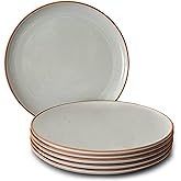 Mora Ceramic Dinner Plates Set of 6, 10 inch Dish Set - Microwave, Oven, and Dishwasher Safe, Scratch Resistant, Modern Rustic Dinnerware- Kitchen Porcelain Serving Dishes - Earl Grey