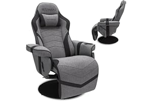 RESPAWN 900 Console Gaming Recliner with Footrest and Lumbar Support - Comfortable Ergonomic Gaming Chair with Headrest, No Wheels, Reclining, Heavy Duty, Racing Style Video Game Chairs - Gray Fabric