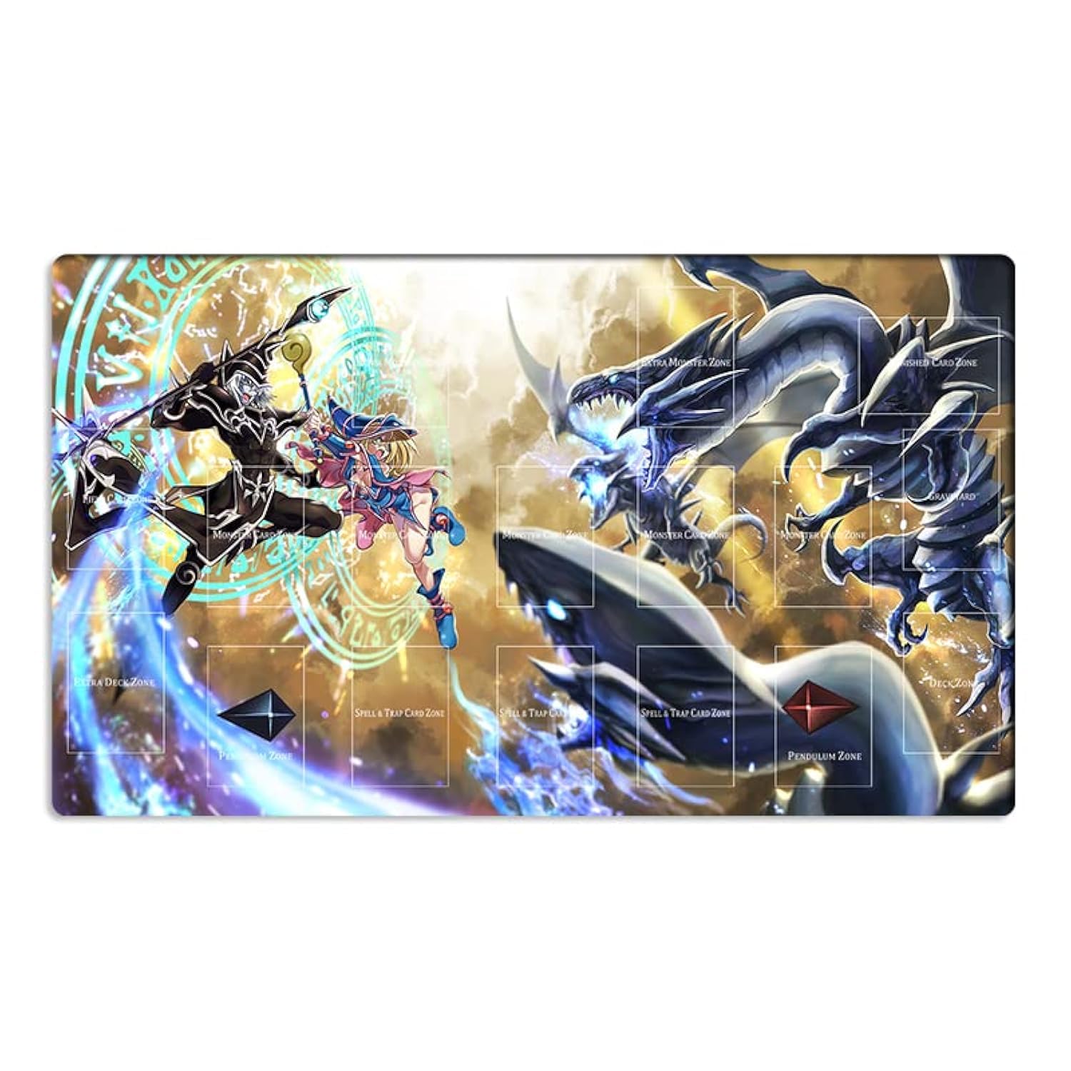 Mlikemat New Mlikemat Playmat Blue-Eyes White Dragon & Dark Magician Mouse Pad TCG CCG Trading Card Game Mat + Free Bag ZD039-01 โ image 1