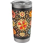 Colorful Folk Art Floral Pattern Stainless Steel Insulated Tumbler