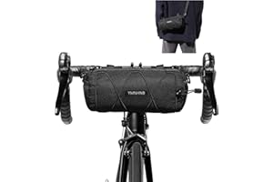 YMNHNB Bike Handlebar Bag, Waterproof Bicycle Storage Pouch, Cylindrical Handlebar Bag with Shoulder Strap & Elastic Cord, Fits Road & Mountain Bikes