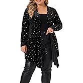 Agnes Orinda Women's Plus Size Cardigans Open Front Draped Shiny Party Velvet Cardigan
