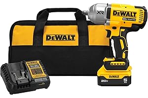 DEWALT 20V MAX Cordless Impact Wrench with Hog Ring Anvil, Brushless High Torque 1/2 Impact Gun, 4-Mode Speed, Includes Battery, Charger and Kit Bag (DCF900P1)