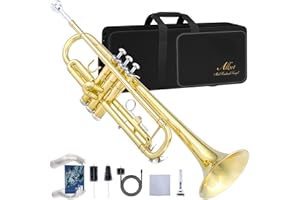 ALLSET Bb Standard Trumpet for Beginners | Student Band, Orchestra, Pro Level Performance | Professional Brass Trumpet Kit with Hard Case, 7C Mouthpiece& Cleaning Kit | Gold