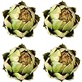 GiftYou [4-Pack] Large Green Faux Artichokes - Artificial Vegetables and Fake Fruits for Kitchen Decorations (Green)