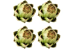 GiftYou 4-Pack Large Green Artificial Artichokes - Fake Vegetables and Faux Fruits for Kitchen Decorations (Green)