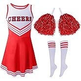 Hotfiary Cheerleader Outfit for Girls 3 Piece Halloween Cheerleading Outfit Kid Cheer Uniform Party Birthday Gift 3-12 Years