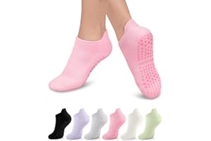 AOLIKS 3/6 Pairs Grip Pilates Socks for Women, Non-slip Yoga Athletic Socks for Barre Ballet Barefoot Workout Hospital