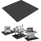 UNCO- Under Grill Mats for Outdoor Grill, 48" x 40", Black Double-Sided, Fireproof, Reusable, Portable, 3 Layers, Waterproof & Easy to Clean, Grill Matt for Outdoor Grill Deck Protector