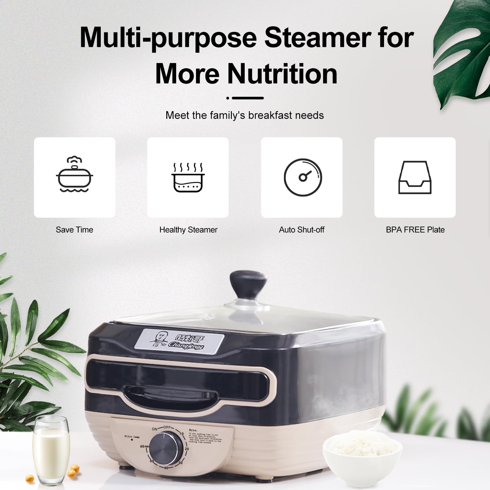 BAISHA Rice Rolls Machine, Hot Dog Steamer and Bun Warmer, Cantonese Rice Noodle Rolls Machine, Vermicelli Roll Steamer for Chinese Cheung Fun, Breakfast (Black)