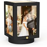 Mixoo 4x6 Picture Frame Light, Vintage Rotating Photo Frame Tabletop Lamp, Touch Desk Lamp for Bedroom Bedside, Table lamps for Office Family Retirement Anniversary Birthday Gifts (Wooden Black)