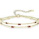 LOUISA SECRET Birthstone Bracelets for Women, 925 Sterling Silver Dainty Simple Women Charm Link Bracelet, Birthday Anniversary Christmas Jewelry Gifts for Women Wife Mom Her