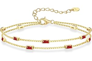 LOUISA SECRET Birthstone Bracelets for Women, 925 Sterling Silver Dainty Simple Women Charm Link Bracelet, Birthday Anniversary Christmas Jewelry Gifts for Women Wife Mom Her