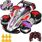 WJWMIRC 1:14 Drift Remote Control Car 2.4GHz 4WD RC Cars Rotating 360 Degrees Vehicle Toys with Lights Music, Upright Walking Four-Wheeled Rollover Stunt Car Gifts for Boys Girls 6-12 Year(Red)
