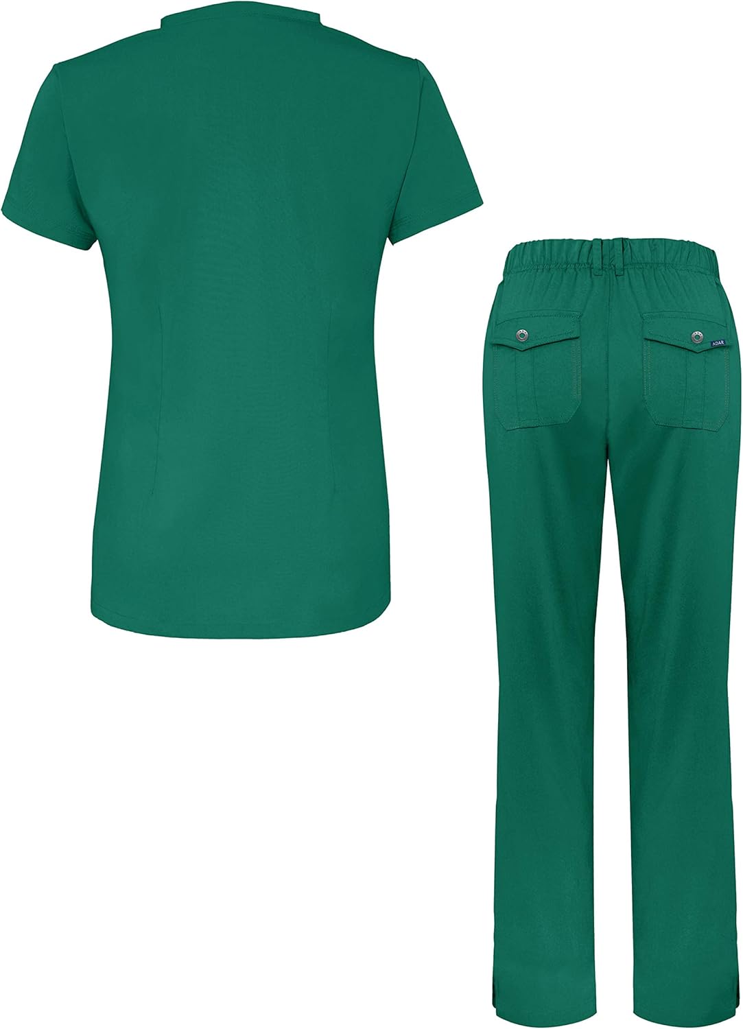 Adar Pro Everyday Expert Scrub Set for Women - Curved V-Neck Scrub Top & Tapered Drawstring Scrub Pants: Clothing